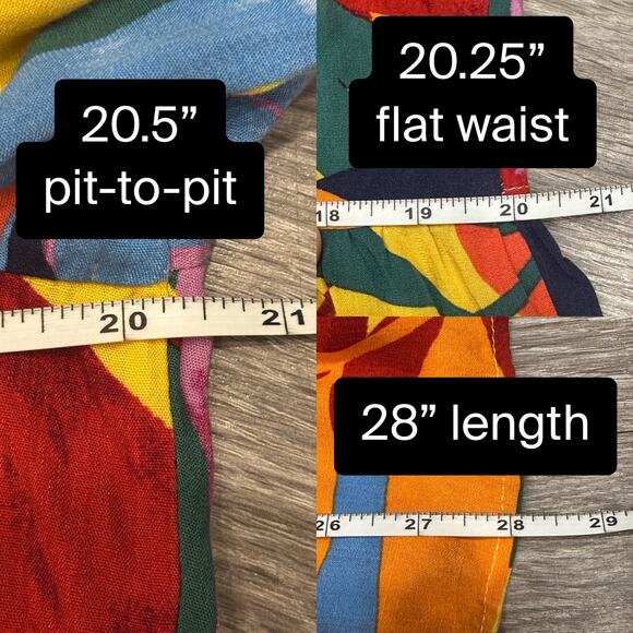 Terra & Sky Multicolor Tropical Leaf Tiered Peasant Blouse Resort Wear Dopamine - Picture 8 of 9